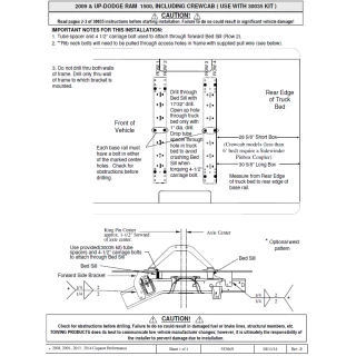 Adaptor Bracket 58386 (This kit is required if you have universal rails for example Reese part 30035) 58386 2009 09 Dodge Ram 1500 Reese Required Bracket Universal Rails 30035 Reese Adaptor Bracket 58386 Required for Install of Universal Base Rail Kit 30035 for 09-10 Dodge Ram 1500 11-19 RAM 1500