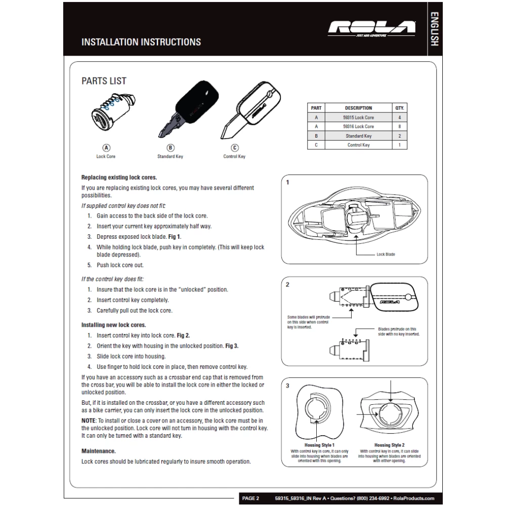 Rola Roof Rack Cross Bars w/ Keys For 13-19 Ford Escape Aluminum Extreme Cross Bar DFE Series
