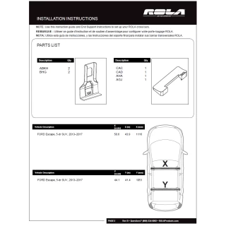 Rola Roof Rack Cross Bars For 13-19 Ford Escape with naked roof Aluminum Extreme Cross Bar DFE Series