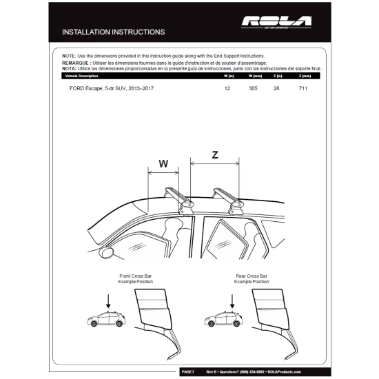 Rola Roof Rack Cross Bars w/ Keys For 13-19 Ford Escape with naked roof Aluminum Extreme Cross Bar DFE Series