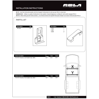 Rola Roof Rack Cross Bars For 05-22 Toyota Tacoma Double Cab with naked roof Aluminum Extreme Cross Bar DFE Series