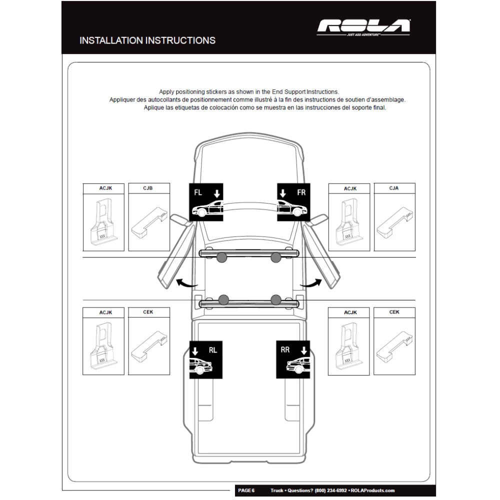 Rola Roof Rack Cross Bars For 05-22 Toyota Tacoma Double Cab with naked roof Aluminum Extreme Cross Bar DFE Series