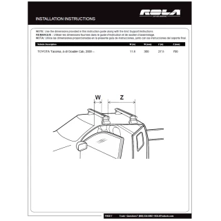 Rola Roof Rack Cross Bars For 05-22 Toyota Tacoma Double Cab with naked roof Aluminum Extreme Cross Bar DFE Series