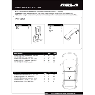 Rola Roof Rack Cross Bars For 06-14 VW Golf Rabbit and GTI Hatchback with naked roof Aluminum Extreme Cross Bar DFE Series