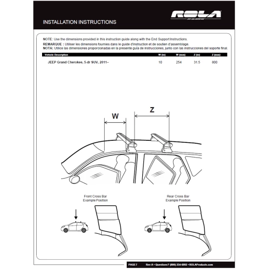Rola Roof Rack Cross Bars For 11-22 Jeep Grand Cherokee WK with naked roof Aluminum Extreme Cross Bar DFE Series