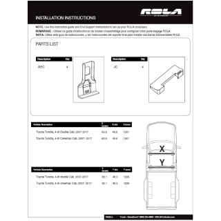 Rola Roof Rack Cross Bars For 07-21 Toyota Tundra Double & Crewmax Cab Aluminum Extreme Cross Bar DFE Series