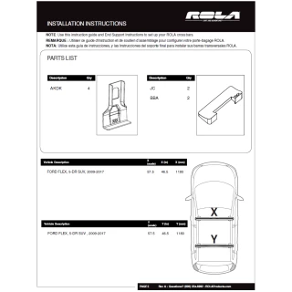 Rola Roof Rack Cross Bars w/ Keys For 09-19 Ford Flex with naked roof Aluminum Extreme Cross Bar DFE Series