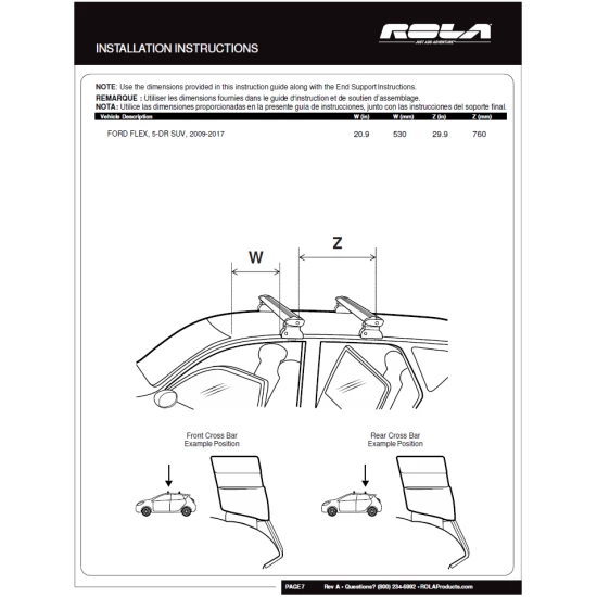 Rola Roof Rack Cross Bars For 09-19 Ford Flex with naked roof Aluminum Extreme Cross Bar DFE Series
