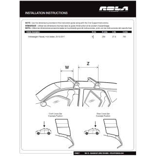Rola Roof Rack Cross Bars For 12-21 Volkswagen Passat with naked roof Aluminum Extreme Cross Bar DFE Series