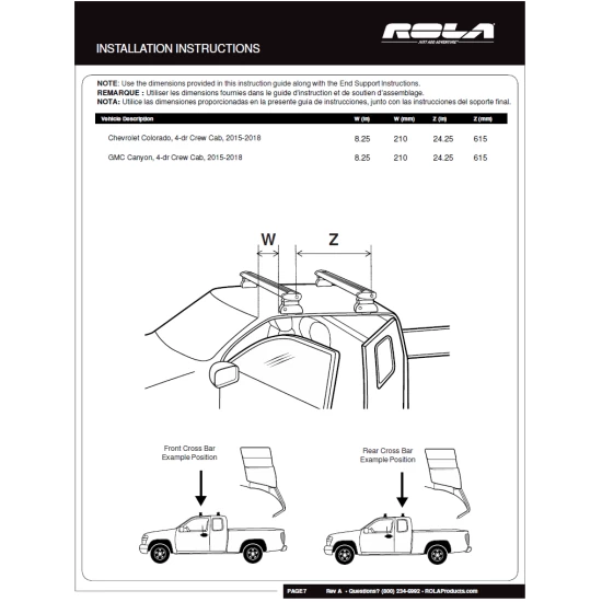 Rola Roof Rack Cross Bars w/ Keys For 15-22 Chevy Colorado GMC Canyon Extended Cab with naked roof Aluminum Extreme Cross Bar DFE Series