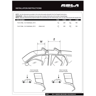 Rola Roof Rack Cross Bars For 13-18 Ford C-Max with naked roof Aluminum Extreme Cross Bar DFE Series