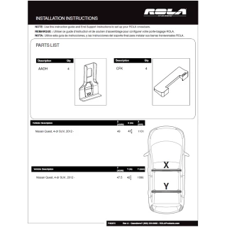 Rola Roof Rack Cross Bars For 09-17 Nissan Quest with naked roof Aluminum Extreme Cross Bar DFE Series