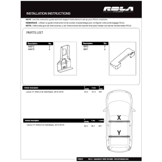 Rola Roof Rack Cross Bars For 12-17 Lexus CT 200h Aluminum Extreme Cross Bar DFE Series