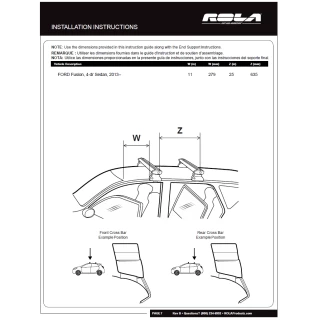 Rola Roof Rack Cross Bars For 13-20 Ford Fusion with naked roof Aluminum Extreme Cross Bar DFE Series