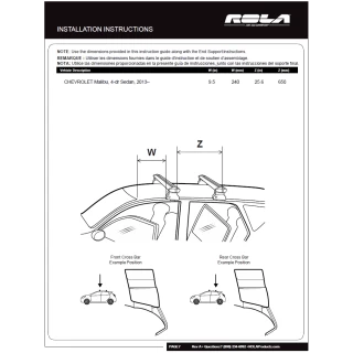 Rola Roof Rack Cross Bars For 13-22 Chevy Malibu with naked roof Aluminum Extreme Cross Bar DFE Series