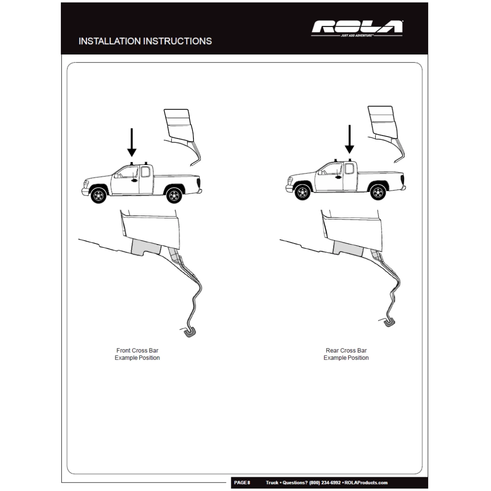 Rola Roof Rack Cross Bars For 05-22 Toyota Tacoma Double Cab with naked roof Aluminum Extreme Cross Bar DFE Series