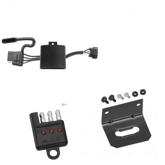 Trailer Wiring and Bracket w/ Light Tester For 20-22 KIA Telluride Hyundai Palisade Santa Cruz 20-23 Santa Fe Except XL Models 22-25 Tucson Except N Line Carnival 21-23 Sorento Plug & Play 4-Flat Harness