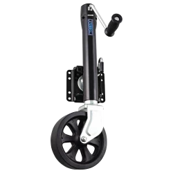 Fulton 1500 lbs Trailer Jack 8 Inch Spoked Wheel Black Zinc Bolt-Thru Swivel 10" Lift Corrosion Resistant Bolt-On for Marine Boat and Recreational Applications 600 Hour Salt Spray Testing