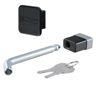 Hitch Receiver Towing Security Lock and Trailer Hitch Cover Combo for 2" Trailer Hitch Receivers Curt Manufacturing Part Numbers 23021 22272