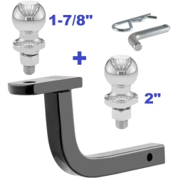 Class 2 Ball Mount 3,500 LBS Tow Kit w/ Dual 1-7/8" + 2" Balls - 9-5/8" Long Shank 5" Rise Includes Pin/Clip