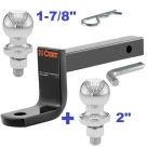 Class 2 Ball Mount 3,500 LBS Tow Kit w/ Dual 1-7/8" + 2" Balls - 9-3/8" Long Shank 3-1/4" Drop or Flip Around 2-5/8" Rise Includes Pin/Clip