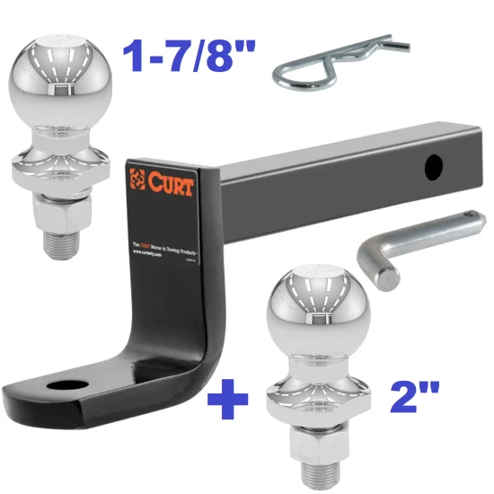 Class 2 Ball Mount 3,500 LBS Tow Kit w/ Dual 1-7/8" + 2" Balls - 9-3/8" Long Shank 3-1/4" Drop or Flip Around 2-5/8" Rise Includes Pin/Clip Curt Part Numbers 45016 21400 40001 40003 Class 2 Ball Mount 3,500 LBS Tow Kit w/ Dual 1-7/8" + 2" Balls - 9-3/8" Long Shank 3-1/4" Drop or Flip Around 2-5/8" Rise Includes Pin/Clip Curt Part Numbers 45016 21400 40001 40003