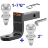 Class 2 Ball Mount 3,500 LBS Tow Kit w/ Dual 1-7/8" + 2" Balls - 6.25" Long Shank 2-5/8" Rise or Flip Around 3-1/4" Drop Includes Pin/Clip