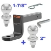 Class 1 Ball Mount 2,000 LBS Tow Kit w/ Dual 1-7/8" + 2" Balls - 7.25" Long Shank 2-5/8" Rise or Flip Around 3-1/4" Drop Includes Pin/Clip