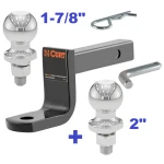 Class 1 Ball Mount 2,000 LBS Tow Kit w/ Dual 1-7/8" + 2" Balls - 7.25" Long Shank 2-5/8" Rise or Flip Around 3-1/4" Drop Includes Pin/Clip