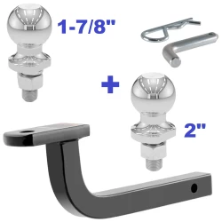 Class 1 Ball Mount 2,000 LBS Tow Kit w/ Dual 1-7/8" + 2" Balls - 11.5" Long Shank 3-3/4" Rise Includes Pin/Clip