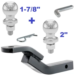 Class 2 Ball Mount 3,500 LBS Tow Kit w/ Dual 1-7/8" + 2" Balls - 10-5/16" Long Shank 3-1/8" Rise Includes Pin/Clip