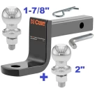 Class 2 Ball Mount 3,500 LBS Tow Kit w/ Dual 1-7/8" + 2" Balls - 7.25" Long Shank 3-1/4" Drop or Flip Around 2-5/8" Rise Includes Pin/Clip