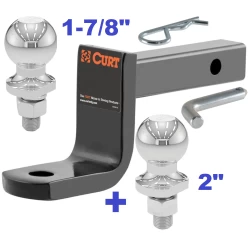 Class 2 Ball Mount 3,500 LBS Tow Kit w/ Dual 1-7/8" + 2" Balls - 7.25" Long Shank 3-1/4" Drop or Flip Around 2-5/8" Rise Includes Pin/Clip