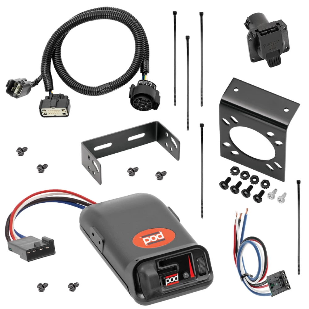 For 2020-2024 Cadillac XT5 7-Way RV Wiring + Pro Series POD Brake Control + Generic BC Wiring Adapter By Tekonsha