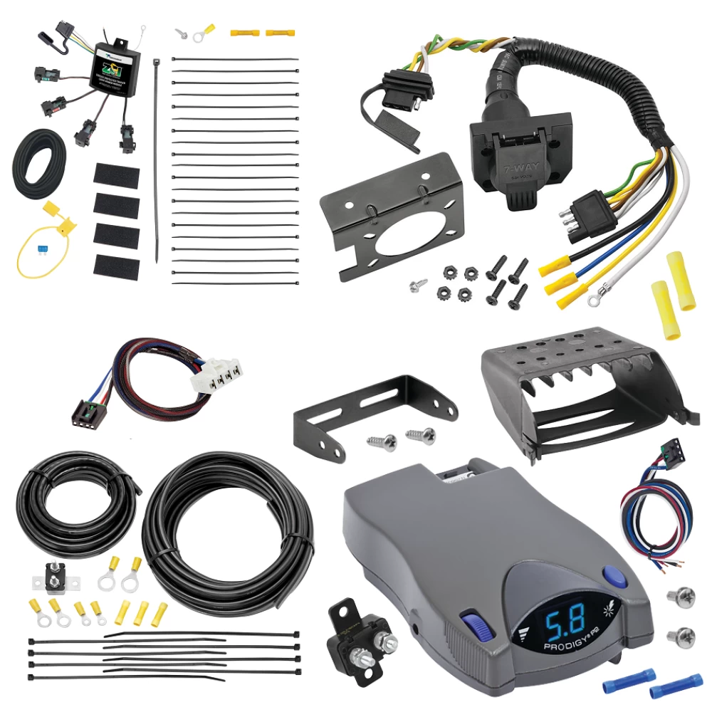 For 2007-2010 Dodge Ram 3500 7-Way RV Wiring w/ Zero Contact ZCI Module + Tekonsha Prodigy P2 Brake Control + Plug & Play BC Adapter By Tekonsha