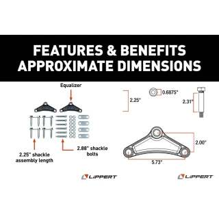 Lippert 3,500 lb tandem axle suspension kit with 21 inch leaf springs, equalizer, hangers, and hardware