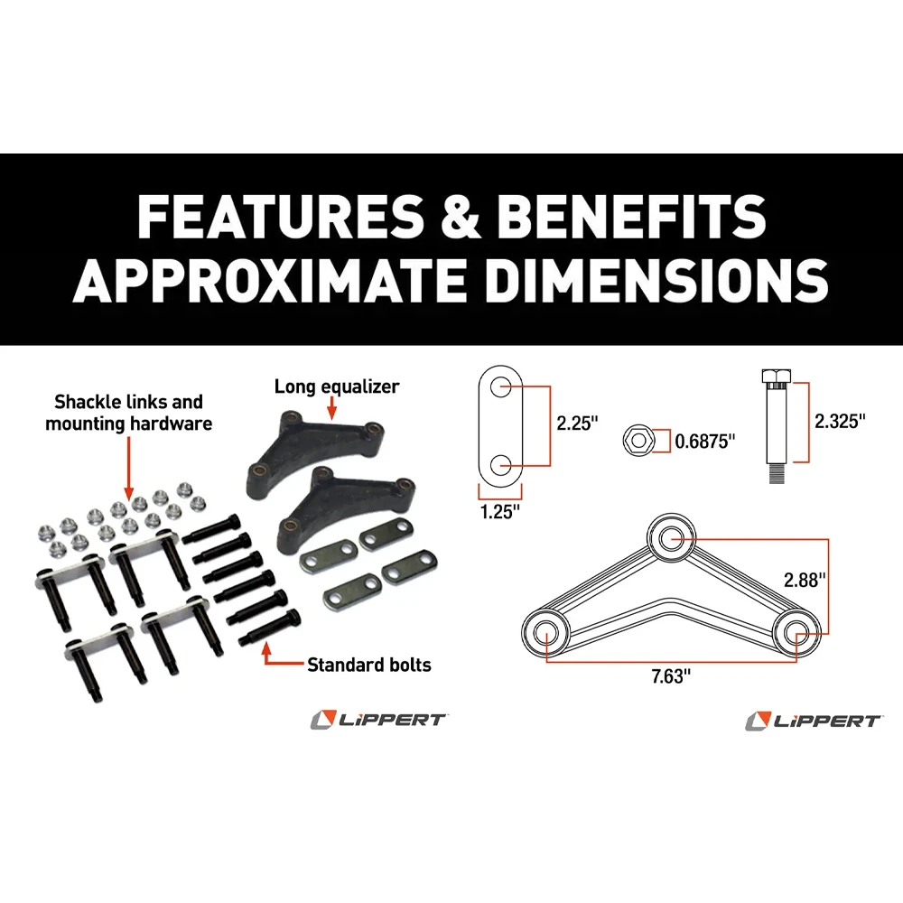 Lippert Tandem Axle Suspension Kit with 4,000 lb Leaf Springs and Long Equalizer