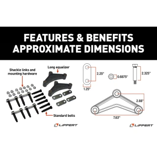 Lippert Tandem Axle Suspension Kit 3,500 lb with 24" Leaf Springs and Hardware