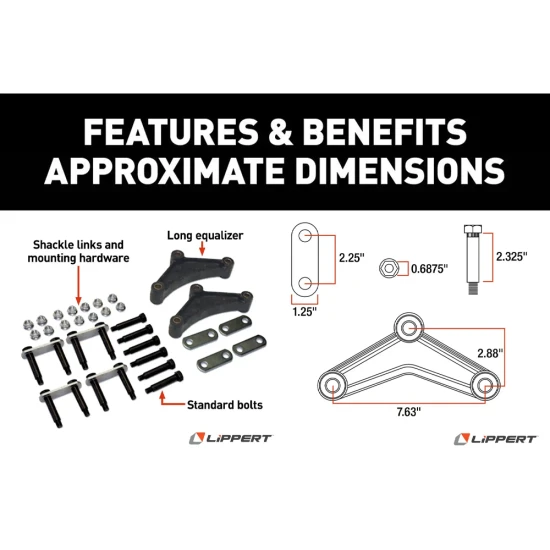 Lippert Tandem Axle Suspension Kit with 4,000 lb Leaf Springs and Long Equalizer