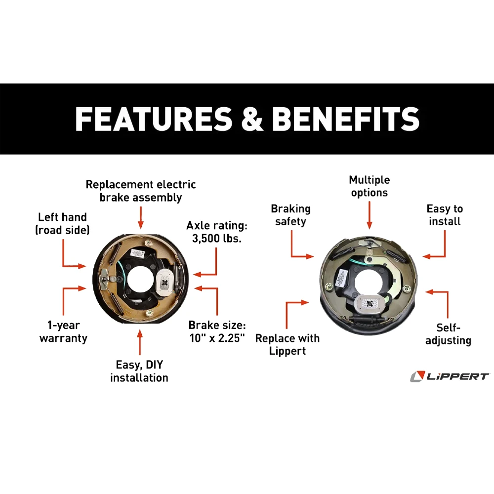 Lippert 3,500-lb 10x2.25 Electric Brake Hub Pair with 5 on 4.5 Bolt Pattern