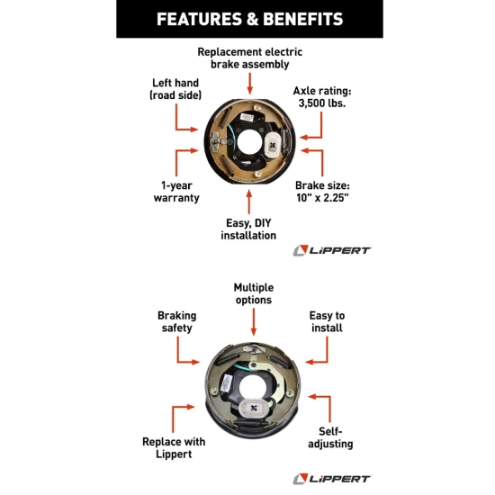 Lippert 4-Pack 10" x 2.25" Electric Brake Assemblies for 3,500 lb Tandem Axle
