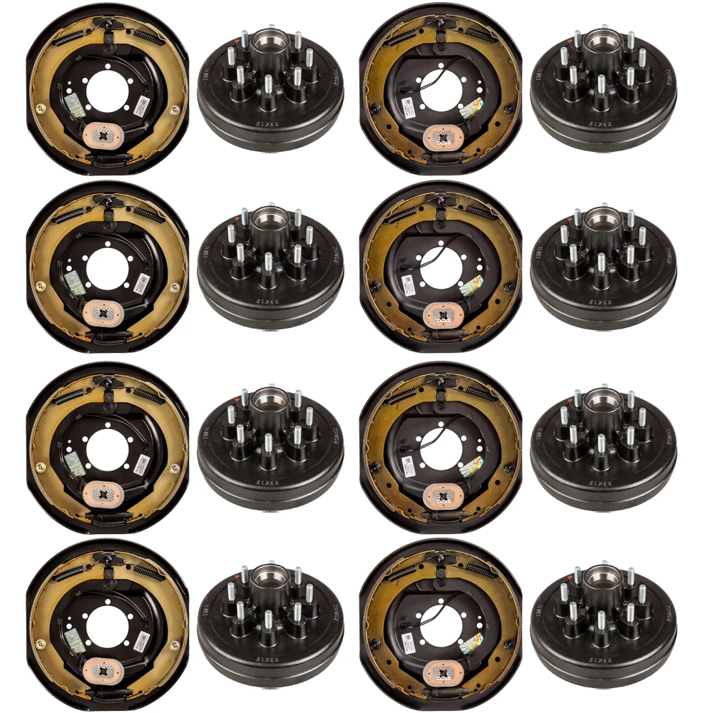 Lippert 12 inch electric brake assembly & 8‑on‑6.5 inch drum hub kit for 7,000 lb quad‑axle trailers – Dexter & Alko compatible