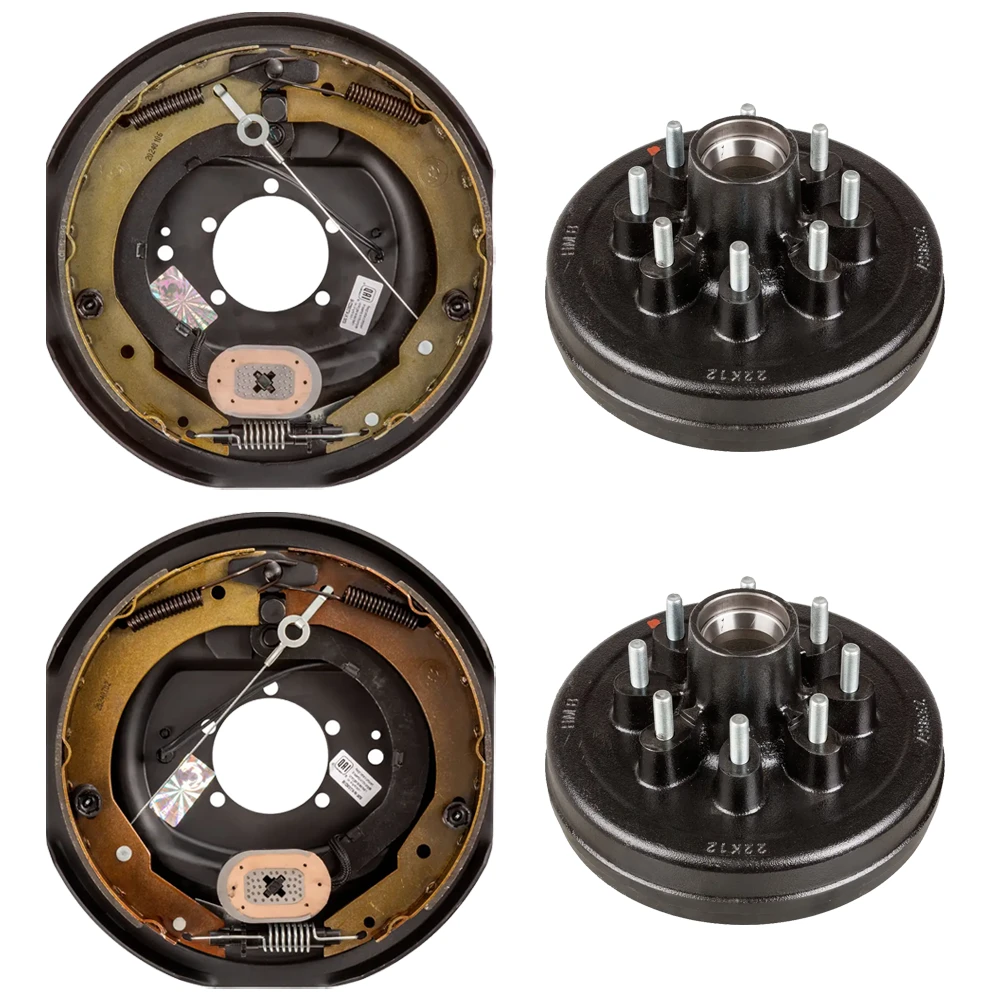 Lippert 12‑inch self‑adjusting electric brake assemblies & bare drum hubs, Dexter compatible, 8‑on‑6.5 bolt pattern, 7K axle