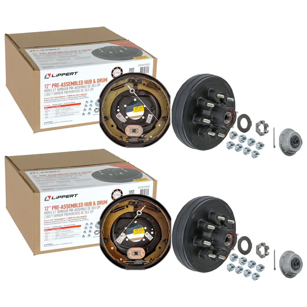 Lippert 7K Axle 12x2 Hub & Drum Assemblies with Forward Self-Adjusting Brakes