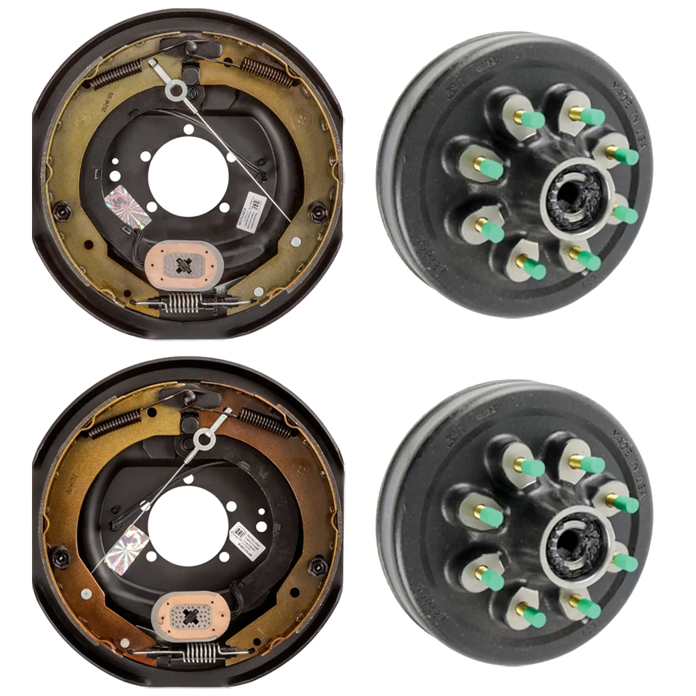 Lippert 12 inch Self‑Adjusting Electric Brake Assemblies with 12 inch Threaded Hub‑Drums Bundle 8 on 6.5 9/16 Studs Dexter Compatible