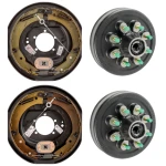Lippert 12 inch Self‑Adjusting Electric Brake Assemblies with 12 inch Threaded Hub‑Drums Bundle 8 on 6.5 9/16 Studs Dexter Compatible