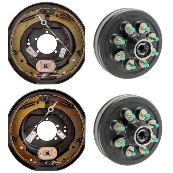 Lippert 12 inch Self‑Adjusting Electric Brake Assemblies with 12 inch Threaded Hub‑Drums Bundle 8 on 6.5 9/16 Studs Dexter Compatible