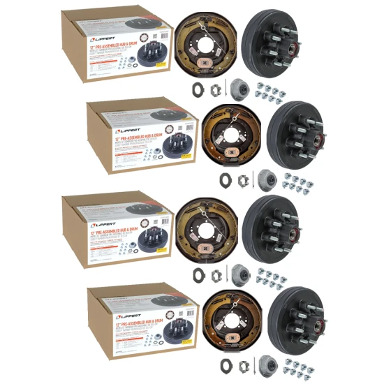 Lippert Tandem Axle 7K 12x2 Pre-Greased Hub & Drum Kit with Self-Adjusting Electric Brakes (8 on 6.5, 9/16 Stud)