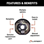 Lippert 12 inch electric brake assembly & 8‑on‑6.5 inch drum hub kit for 7,000 lb quad‑axle trailers – Dexter & Alko compatible
