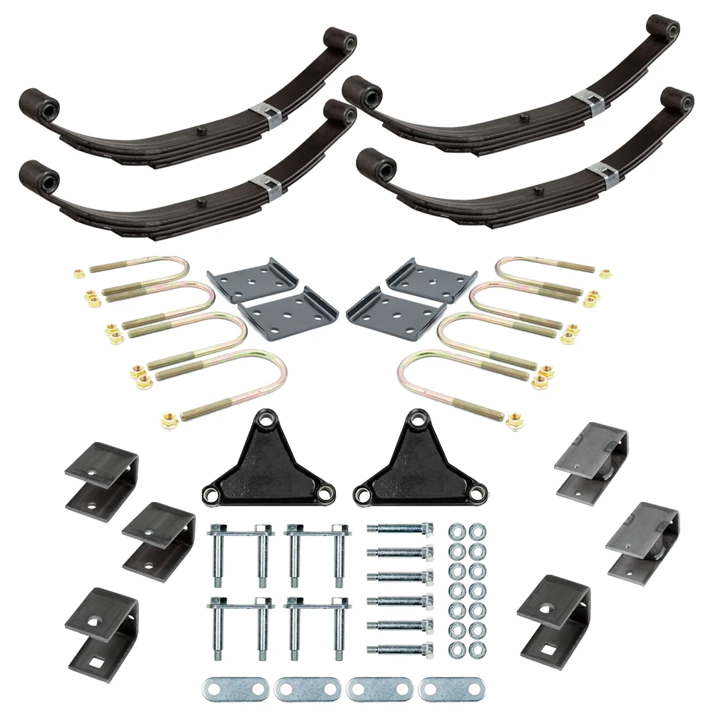 Lippert tandem axle suspension kit with 21" 1,400 lb leaf springs, tall equalizer (EQ-310), hangers, and 3" U-bolt mounting hardware